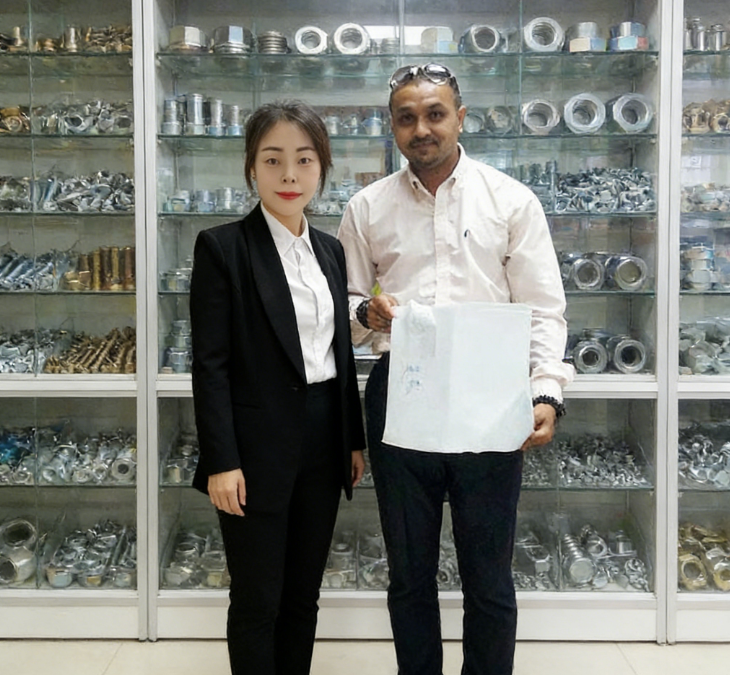 Nayang team photo with a Spanish customer