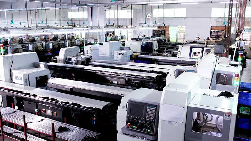 Fastener manufacturing workshop with production equipment